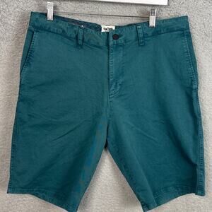 ourCaste Men's Flat Front Shorts Garment Dyed Teal Blue Size 33 Casual Preppy